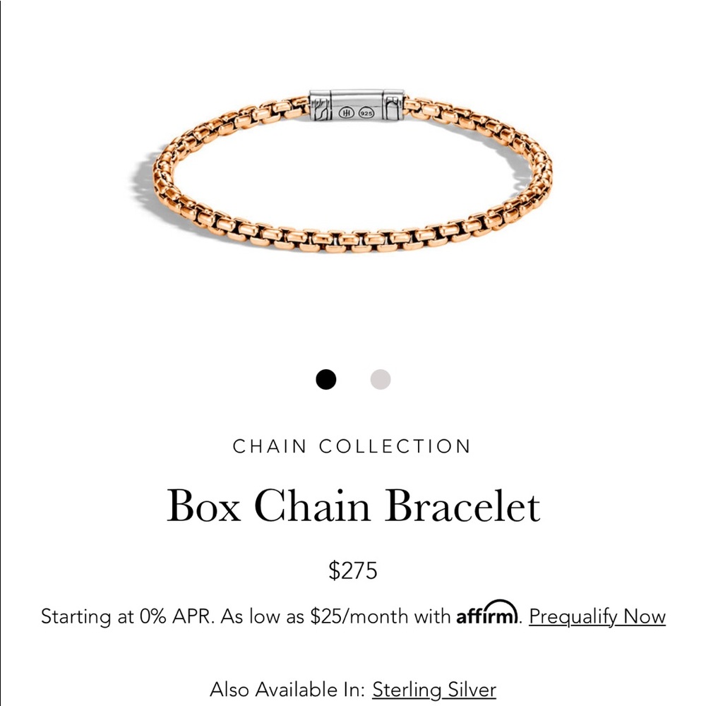 John Hardy Box Chain Bracelet Size S Bronze